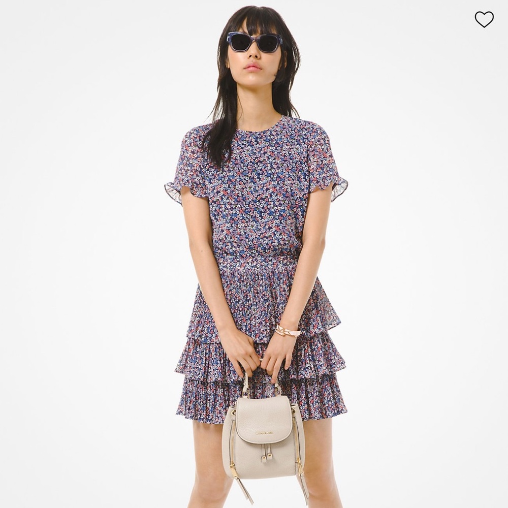 Micheal Kors Floral Georgette Tiered Ruffle Dress